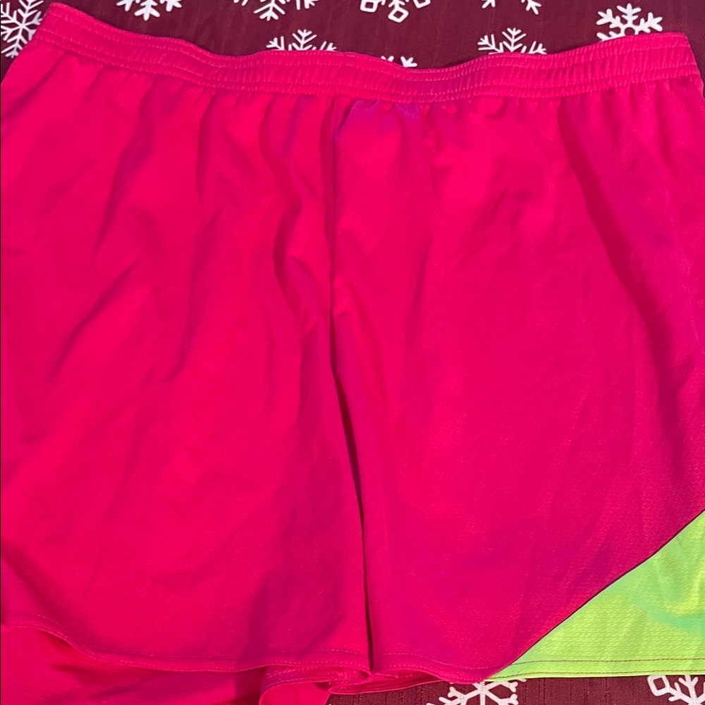 Adidas Red and Green Athletic Shorts